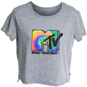 juniors cropped mtv™ logo graphic tee